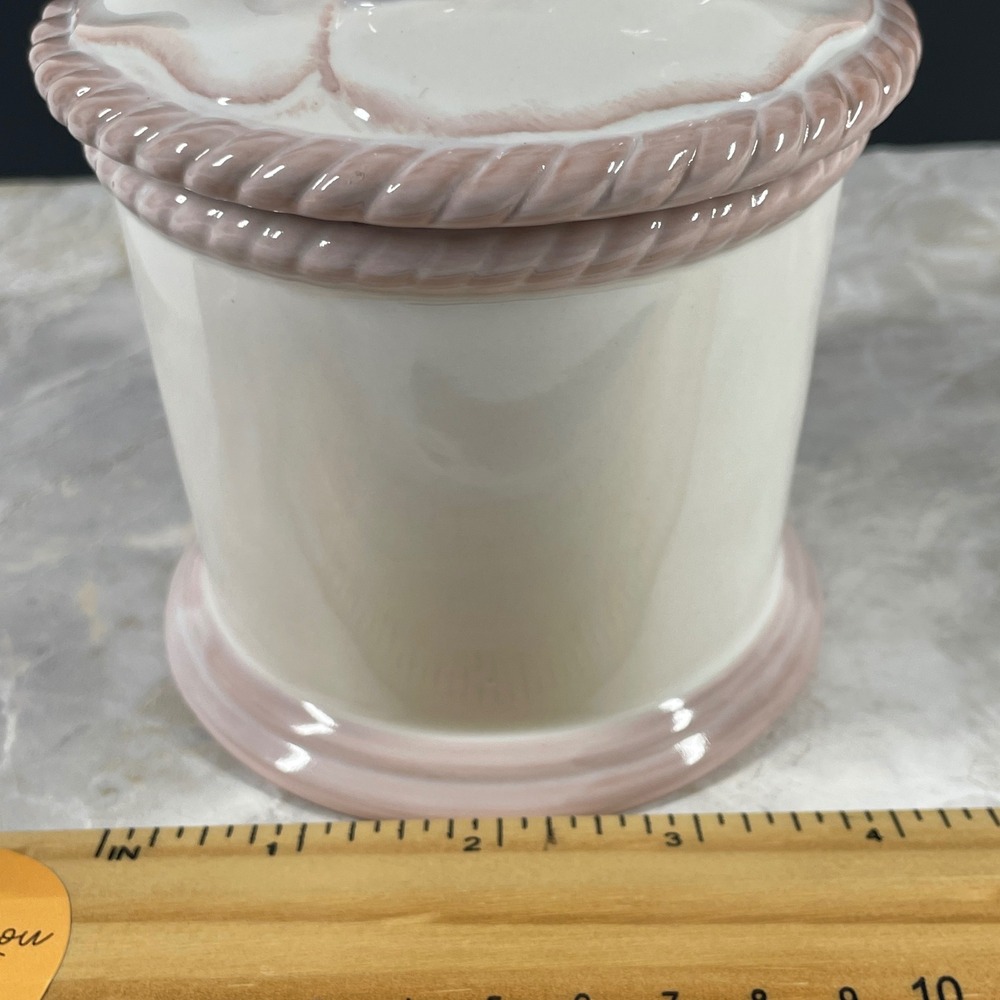 DEMDACO Perennial Friends Frog Ceramic Canister Jar Pink White Girls Nursery MCM - Picture 6 of 14